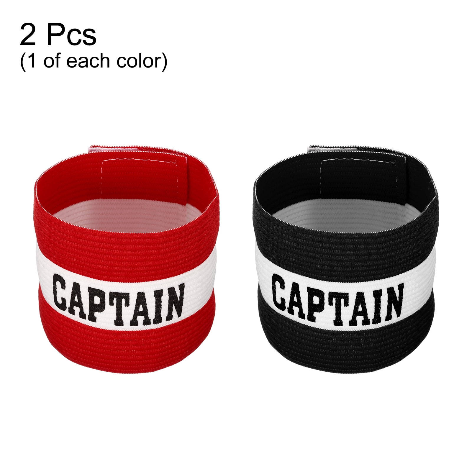 Unique Bargains Captain's Armband Elastic Arm Band for Soccer Training Black Red