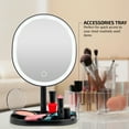 thumbnail image 3 of OVENTE 9" Rechargeable Lighted Tabletop Makeup Mirror with Mini Magnetic 10X Magnifying Mirror, Touch Screen Dimmable LED Lights, Portable Vanity Mirror Perfect for Bathroom or Travel, Black MOT22B, 3 of 8