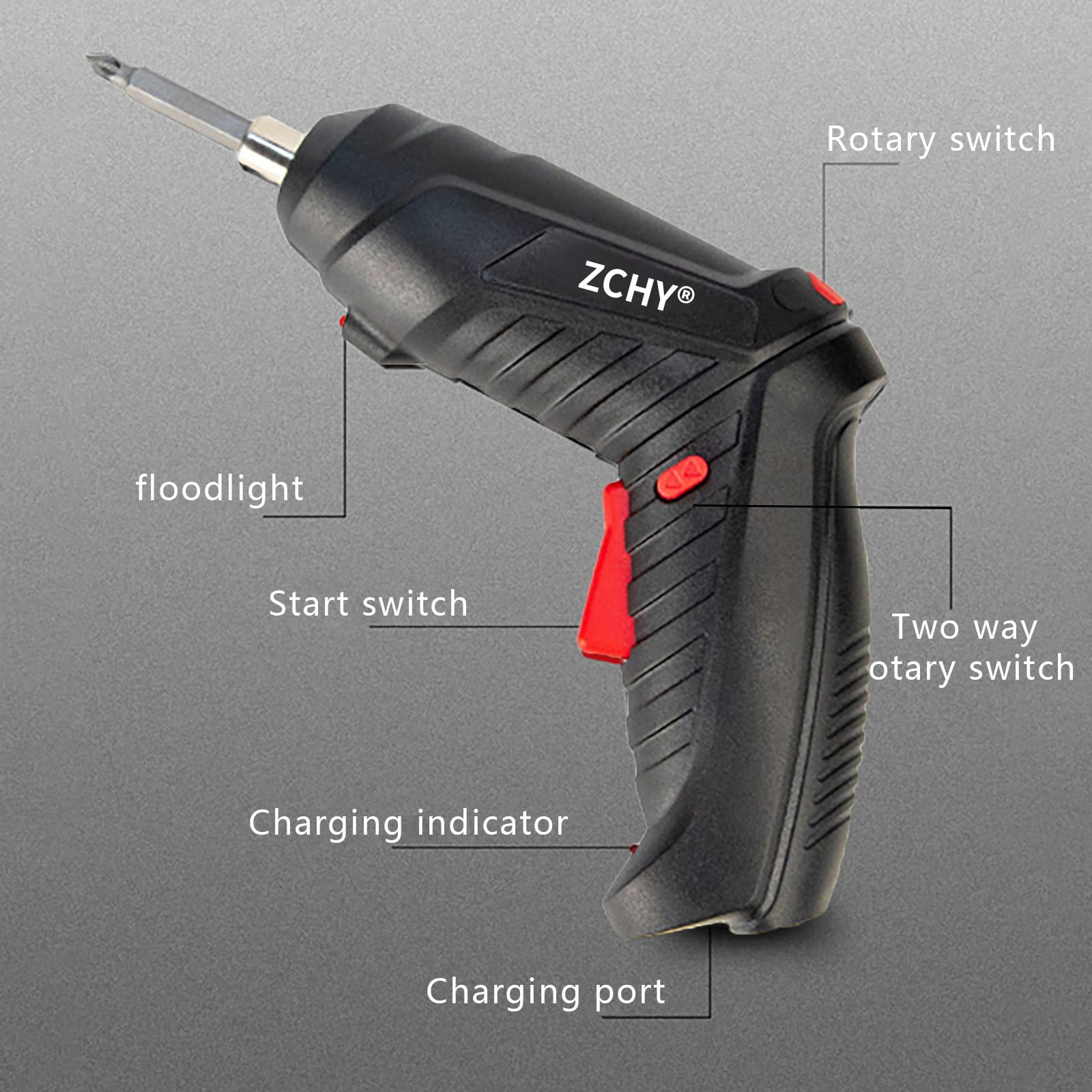 Specollect 5Pcs Electric Screwdriver, 3.6V Wireless Screwdriver Rechargeable with Screwdriver Bit, 2 Position Handle LED Light, Flexible Shaft, Micro USB, Carrying Case, Easy for Small Home Projects