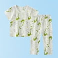 thumbnail image 2 of Hvobtty Girls' Short Sleeved Shirt Set, Toddler Outfit&nbsp;Sets, Children's Printed Pajamas Conditioning Set Two-piece Set Thickened Wistiti Insulation Set Newborn Underwear Set Green 3-4 Years, 2 of 3