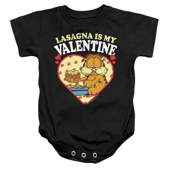 Garfield Lasagna is my Valentine Unisex Infant Snap Suit for Baby, Black, Large