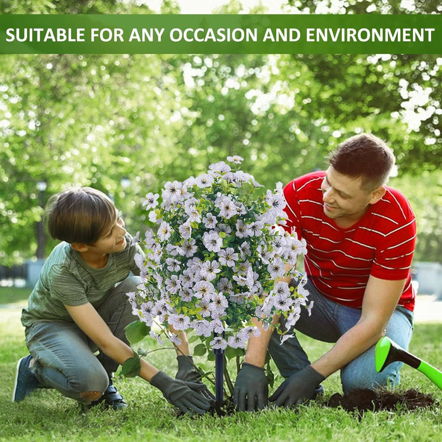 23in Artificial Violet Ball Topiary Trees with Ground Spikes, 1 Pack Fake Artificial Bushes Plants,Faux Artificial Shrubs Tree for Indoor Outdoor Front Porch Decor (MC)