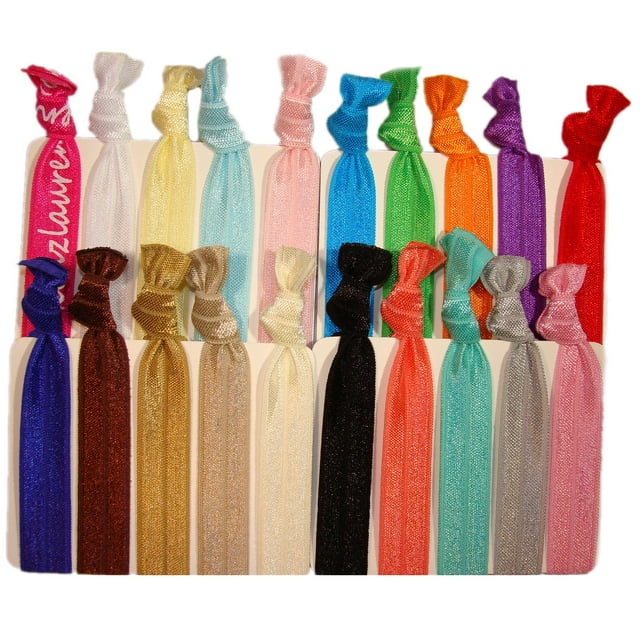 Lazos para el cabello Soportes para cola de caballo - Paquete de 20 ""Surtido sólido"" Sin arrugas Accesorios de peinado elásticos sin arrugas Bandas de cinta para soporte de cola de caballo - Por Ken