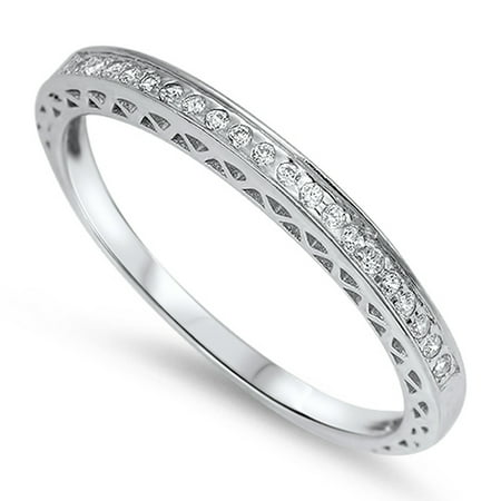 Sterling Silver Bright Women's Flawless Colorless Cubic Zirconia Wedding Ring (Sizes 4-10) (Ring Size 7)