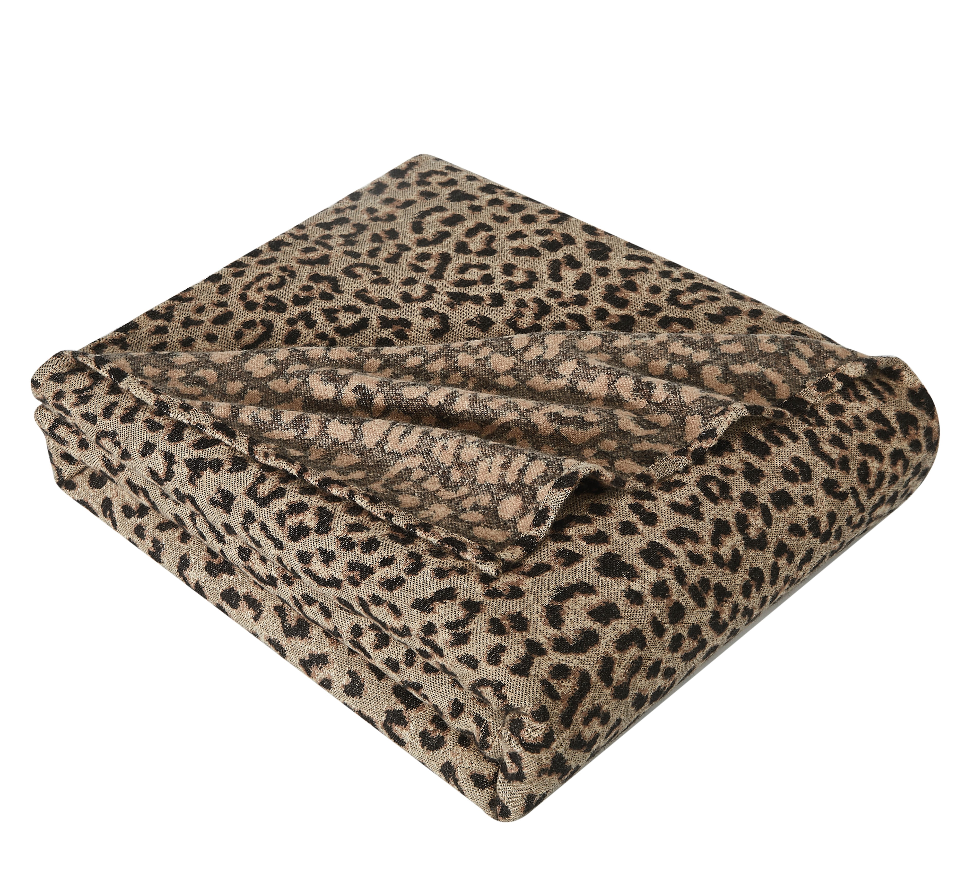 Sofia Vergara Home Classic Leopard Throw Blanket, Beige, Standard Throw