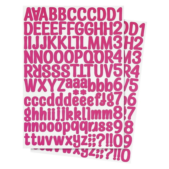 Letter Stickers 1 Inch, 12 Sheets Self Adhesive Alphabet Sticker Letter Decals for Mailbox Window Door Cap Decorations, Magenta