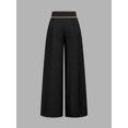 thumbnail image 4 of Women's High Waist Wide Leg Long Pants, Decorative Button Detail Trousers with Side Pockets, Elegant Office Business Casual Dressy Bottoms, 4 of 8