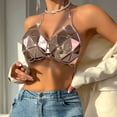 thumbnail image 4 of Kilaqueen Sparkly Sequin Bras for Women Spaghetti Strap Halter V Neck Bikini Tops Fashion Sexy Club Party Festival Outfits, 4 of 6