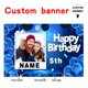 thumbnail image 2 of Banner de cumpleaños AUBAO personalizado azul marino y dorado de 6 x 9 pies, 2 of 8