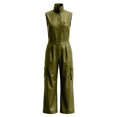 thumbnail image 5 of Fgnfyis Womens Jumpsuit Casual Button Down Sleeveless Stand Collar Loose Fit Summer Piece Womens Rompers Green M, 5 of 6