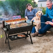 Costway Stainless Steel Barbecue Charcoal Grills with Seasoning Racks & Storage Shelf