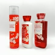 Bath and Body Works Japanese Cherry Blossom Body Lotion, Shower Gel and Fine Fragrance Mist 3-Piece Bundle