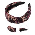 thumbnail image 3 of 1 Pc Banda de Pelo Ancha Floral Elegante con Nudo para Mujeres y Niñas Negra, 3 of 3