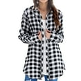 thumbnail image 2 of ZJXFGS Womens Long Sleeve Flannel Shirt Button Down Plaid Shirts Boyfriend Shirt Tops for Women Womens Fall Plaid Shacket White S, 2 of 9