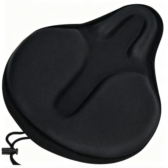 Extra Wide Gel Padded Bike Seat Cover, Breathable Soft Foam Bicycle Saddle Cushion with Drawstring Anti-Slip Fixing for Mountain Road Cycling