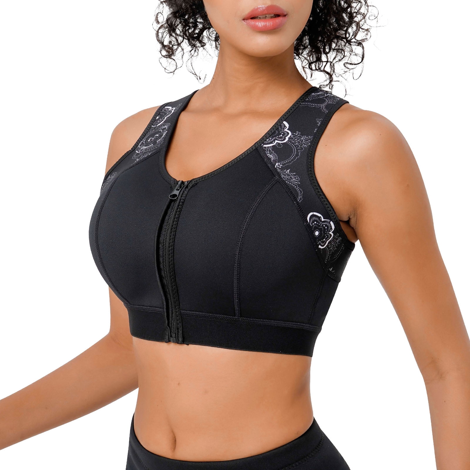 Details about   Women Zip Up Front Sports Bra High Impact Seamless Fitness Lady Padded Vest Top 