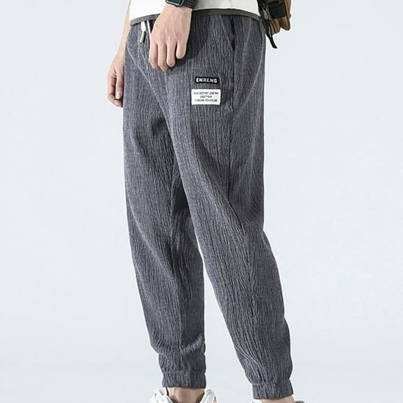 Handshe Men's Tapered Pants with Side Pockets Loose-Fit Breathable Casual Outdoor