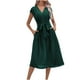 thumbnail image 2 of Puntoco Vestido Sencillo De Verano Con Cordones En La Cintura Y Manga Voladora, Vestido Largo De Manga Corta Con Cuello Redondo, Verde M,Regalos Para Mujer Joven, 2 of 9