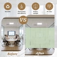 thumbnail image 5 of Sage Green Striped Window Privacy Film, Modern Simple Farmhouse Beige Static Cling UV Sun Blocking Heat Control Window Tint Day and Night, Non-Adhesive One Way Windows Privacy Cover 35.4''x78.7'', 5 of 7
