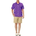 thumbnail image 2 of INSPIRE CHIC Men's Summer Polka Dots Shirt Button Down Short Sleeves Pattern Shirts XL Purple, 2 of 7