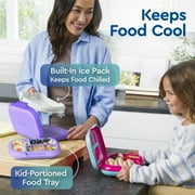 Bentgo Chill Kids Leak-Proof Lunch Box - 4-Compartment Bento Box with Built-In Ice Pack, 3.3 Cup Capacity, PFAS & BPA-Free, Microwave & Dishwasher Safe, Ideal Size for Ages 3 to 7 (Purple)