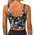 thumbnail image 3 of Bixox Women's Seamless Pattern With Skulls Pattern Fitness Navel Tank Top U-Back Yoga Tank Top Sweatshirt Sports Bra, 3 of 7