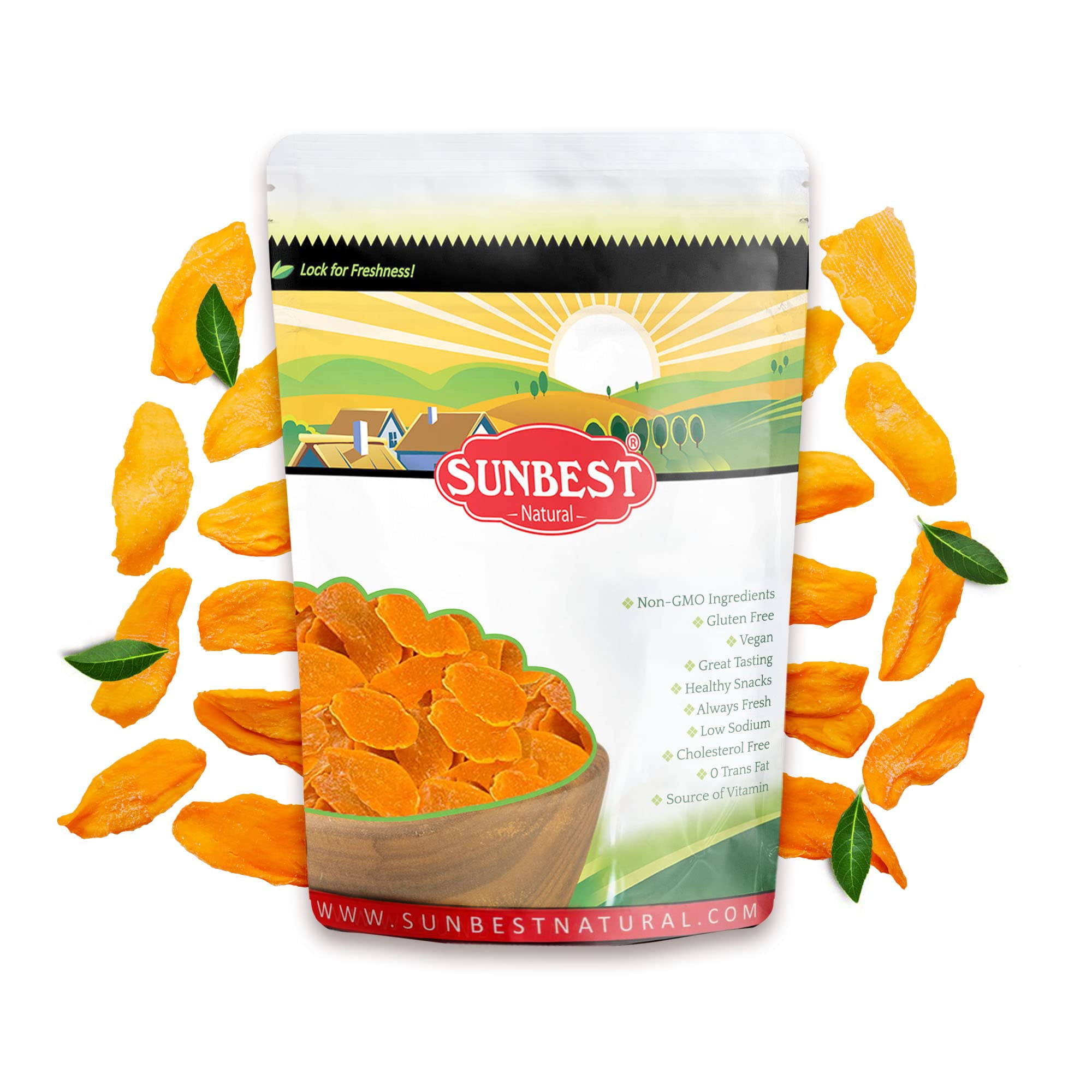Sunbest Natural Dried Mango, Slices, NonGMO, Gluten Free, Vegan