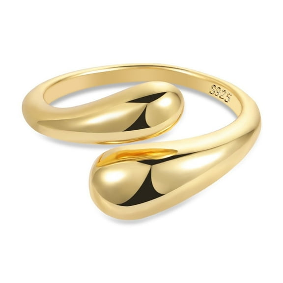Lancharmed Mothers Ring 14K Gold Plated Rings Flip-Flop Teardrop Adjustable Thumb Gifts for Dad