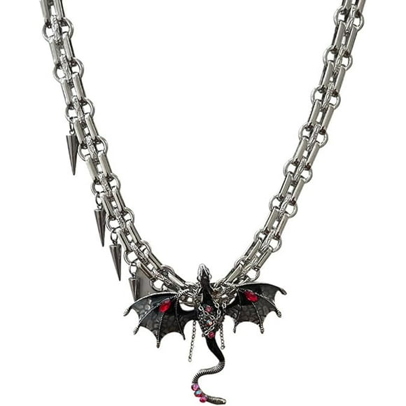 Imprisoned Flying Dragon Necklace Sword Pendant Gothic Dragon Jewelry Cross Necklace Fantasy Jewelry for Men & Women