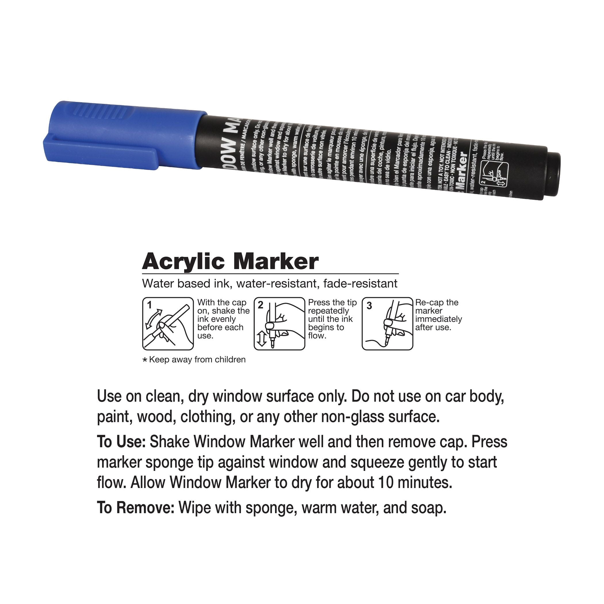 24 Pack Bulk Blue Washable Window Marker Indoor & Outdoor Use