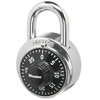 Combination Stainless Steel Padlock w/Key Cylinder 1 7/8 in. Wide, Black/Silver