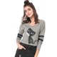thumbnail image 2 of Túnica Con Estampado De Gato A Rayas Con Cuello En V Para Mujer - Gris/S (US 6), S (EU 36) Unique Bargains Túnica Top, 2 of 7