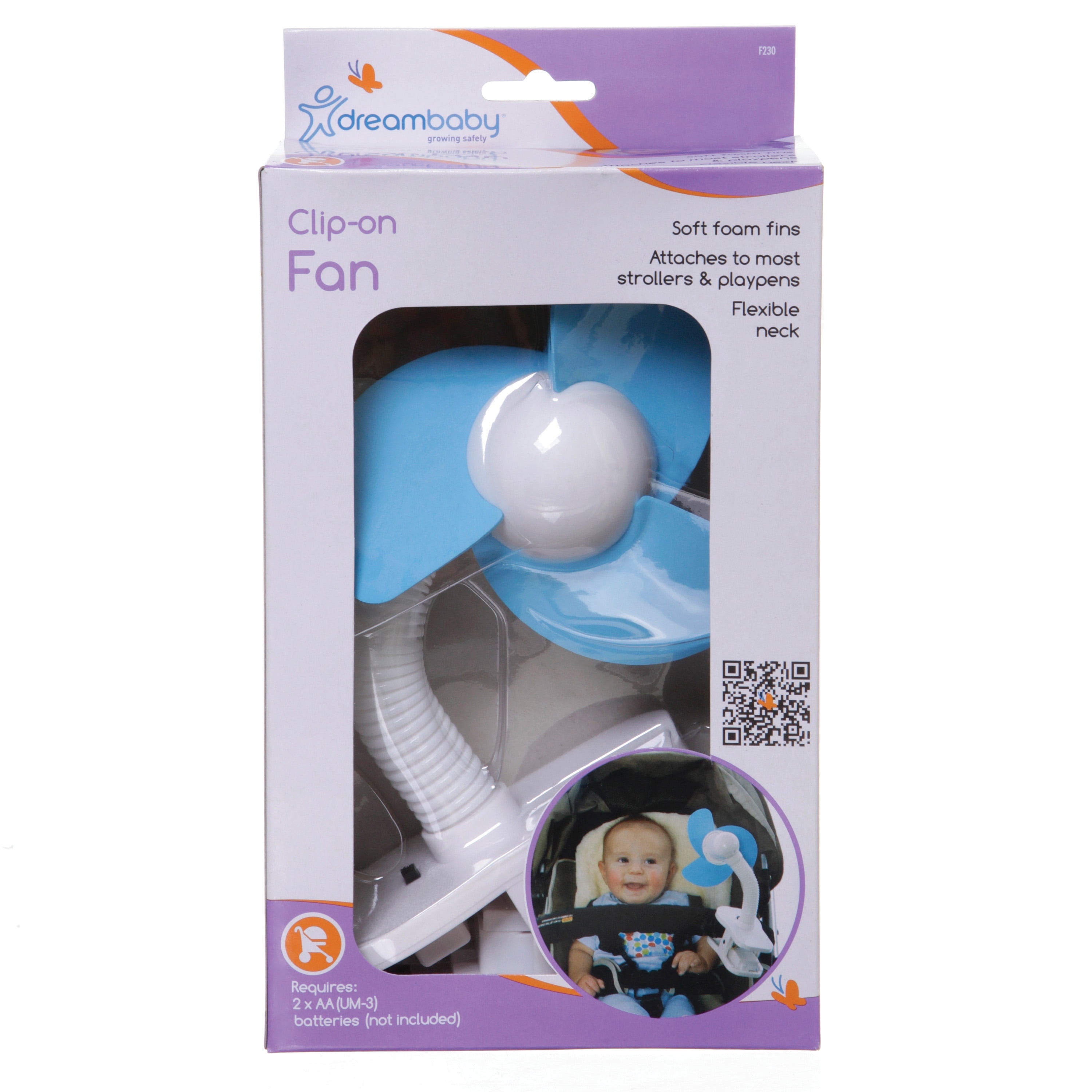 Dreambaby Clip on Soft Fin Stroller Fan Grey/White 