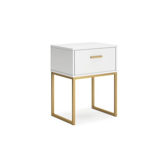 Signature Design by Ashley Socalle 1 Drawer Nightstand, White/Gold