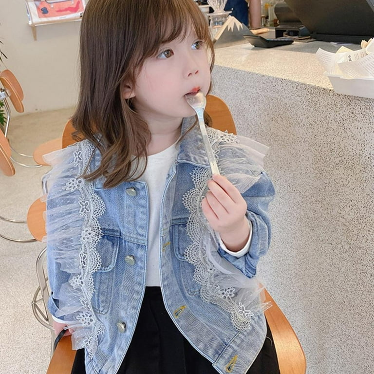 Infant Kid Girls Denim Jac Kid Girls Denim Jackets Autumn Spring Jeans Lace Long Sleeve Coats Outerwear Cowboy Children Clothing