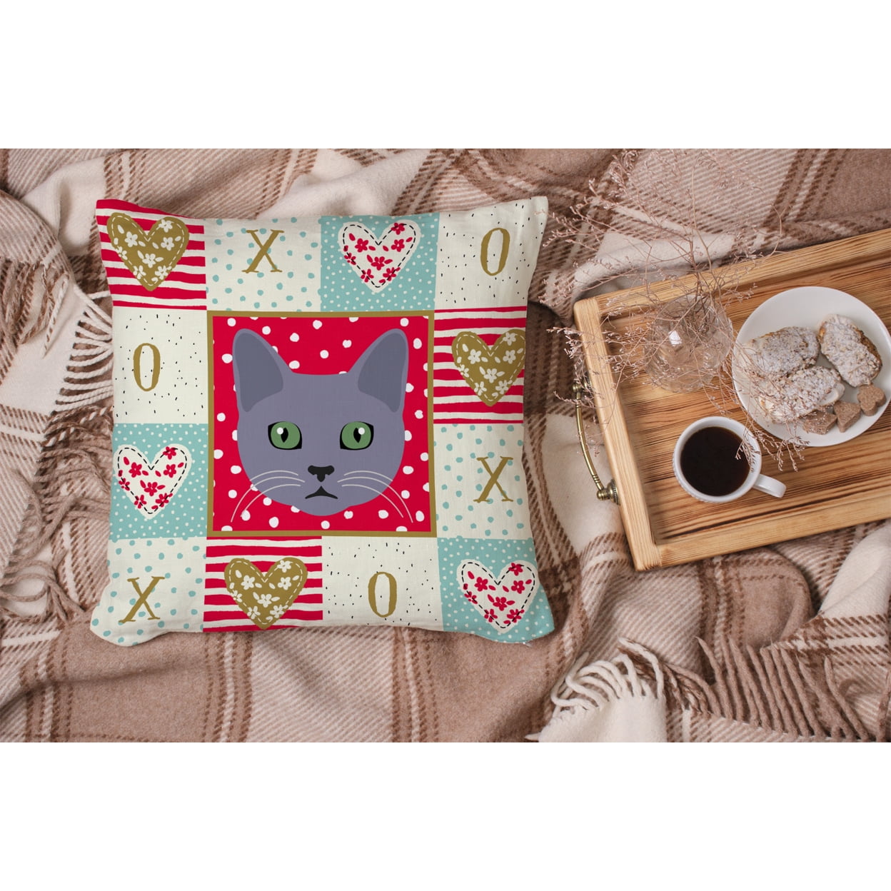 Korat Cat Love Fabric Decorative Pillow