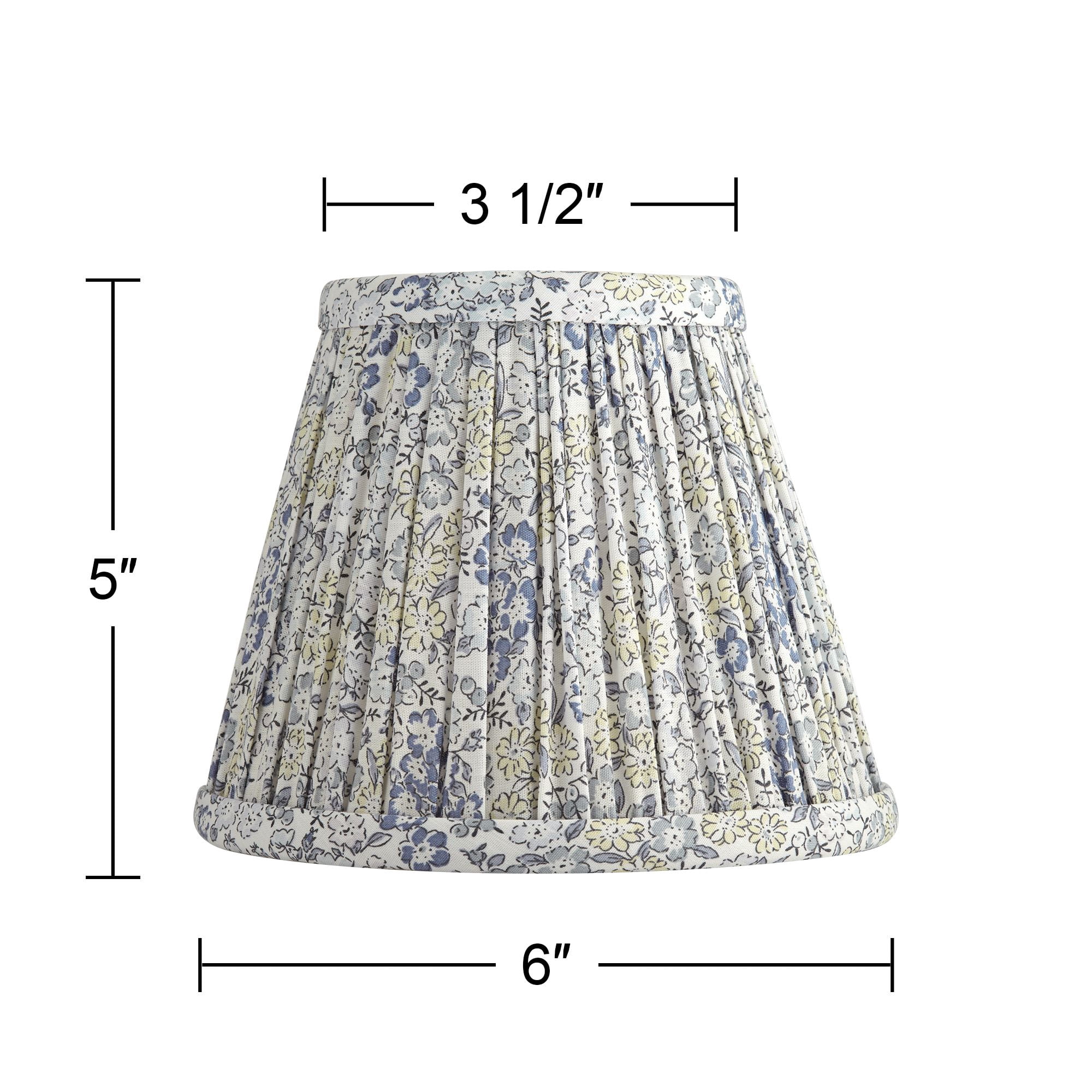 Springcrest Nelle 3 1/2" Top x 6" Bottom x 5" High x 5" Slant Print Lamp Shade Replacement Set of 4 Blue Violet Pleated Clip On Candelabra