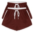 thumbnail image 2 of YOIAVAIOY Womens Summer Beach Shorts 2 Pack 5 Inch Fashion Drawstring Elastic Waist Athletic Shorts Loose Fit Gym Lounge Shorts Wine XL, 2 of 6