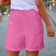 thumbnail image 5 of Shorts for Women Denim 2026 Stretchy High Waisted Distressed Rolled Hem Jeans Short Casual Ripped Summer Jorts Hot Pink M, 5 of 8
