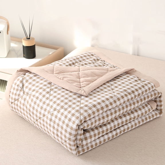 All-Season 79x59 Inch Washed Cotton Quilt Blanket, Skin-Friendly & Breathable for Cool Sleeping in Summer & Warmth in Winter