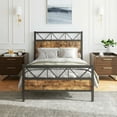 thumbnail image 3 of 4 EVER WINNER 51.2" Industrial Metal Twin Bed Frames with Tall Headboard & Footboard, Strong Metal Slats Support and Noise-Free Design with Under Bed Storage/No Box Spring Needed, Rustic Brown, 3 of 7