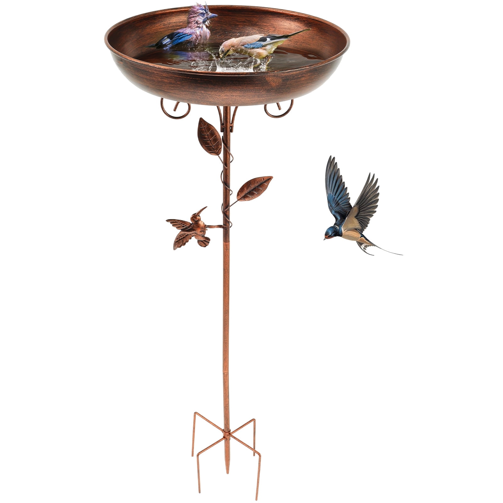 Xiyztok Bird Bath 32 Inches Sturdy Iron Outdoor Garden Birdbath