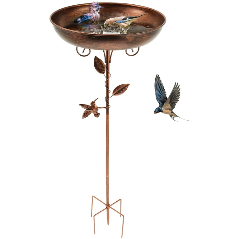 Xiyztok Bird Bath 32 Inches Sturdy Iron Outdoor Garden Birdbath