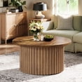 thumbnail image 5 of Round Farmhouse Coffee Table, 31.5" Modern Minimalist Wood Furniture With Metal Base, Sofa Side Center Table For Living Room, 5 of 6