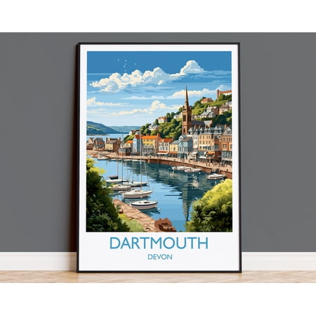 Dartmouth Travel Poster, Dartmouth Travel Print, England, Devon Art, Devon Gift, Wall Art Print, 8x12 UNFRAMED