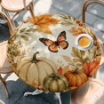 thumbnail image 4 of Round Table Cover 36-44 Inch Vintage Pumpkins Fall Waterproof Reusable Table Cloth Round Fitted Vinyl Tablecloth with Elastic Edged for Parties Outdoors, Thanksgiving Butterfly Leaves Retro, 4 of 9