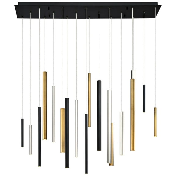 31446-043 Eurofase Lighting Santana Linear Chandelier 18 Light - 10 Inches Wide by 20 Inches High-Antique Brass Finish