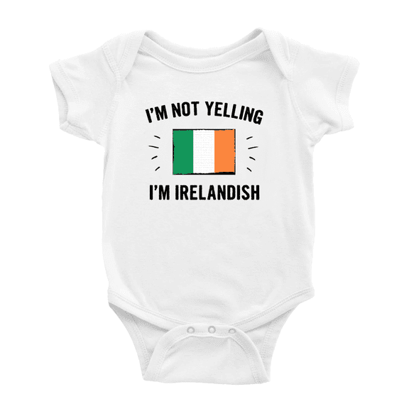 I'm Not Yelling, I'm Irelandish Cute Baby Rompers Baby Bodysuit (White, 6-12 Months)