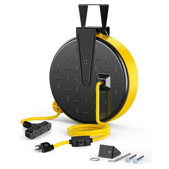 Carrete retráctil de cable de extensión DEWENWILS de 30 pies, calibre 16/3