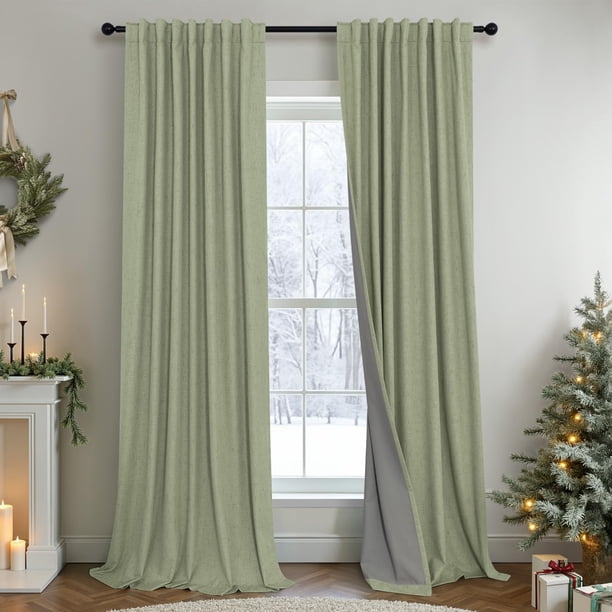 Cortinas Pitalk Blackout, color verde salvia, 132 x 259 cm, 2 paneles
